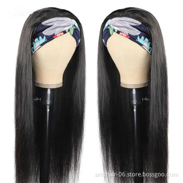 Cheap Virgin Brazilian Cuticle Aligned Natural Remy Human Hair Headband Wig 150% Density Glueless None Lace Wig For Black Women